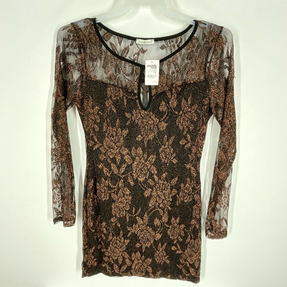Charlotte Russe Dresses & Skirts - Charlotte Russe Black Gold Lace Dress US Women’s XL NWT!
